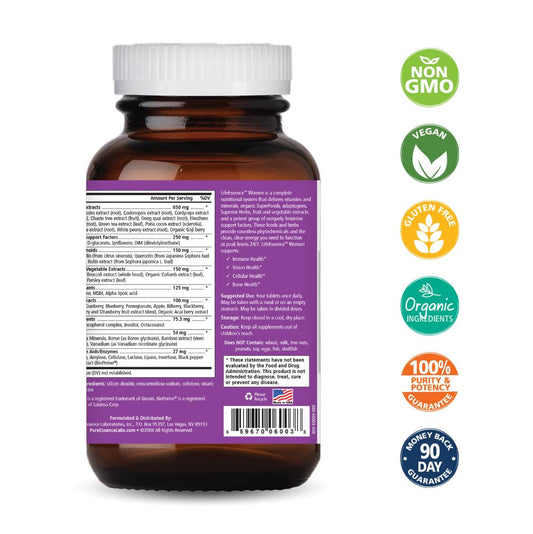 LifeEssence tablets close-up showing compact daily vitamin tablets.
