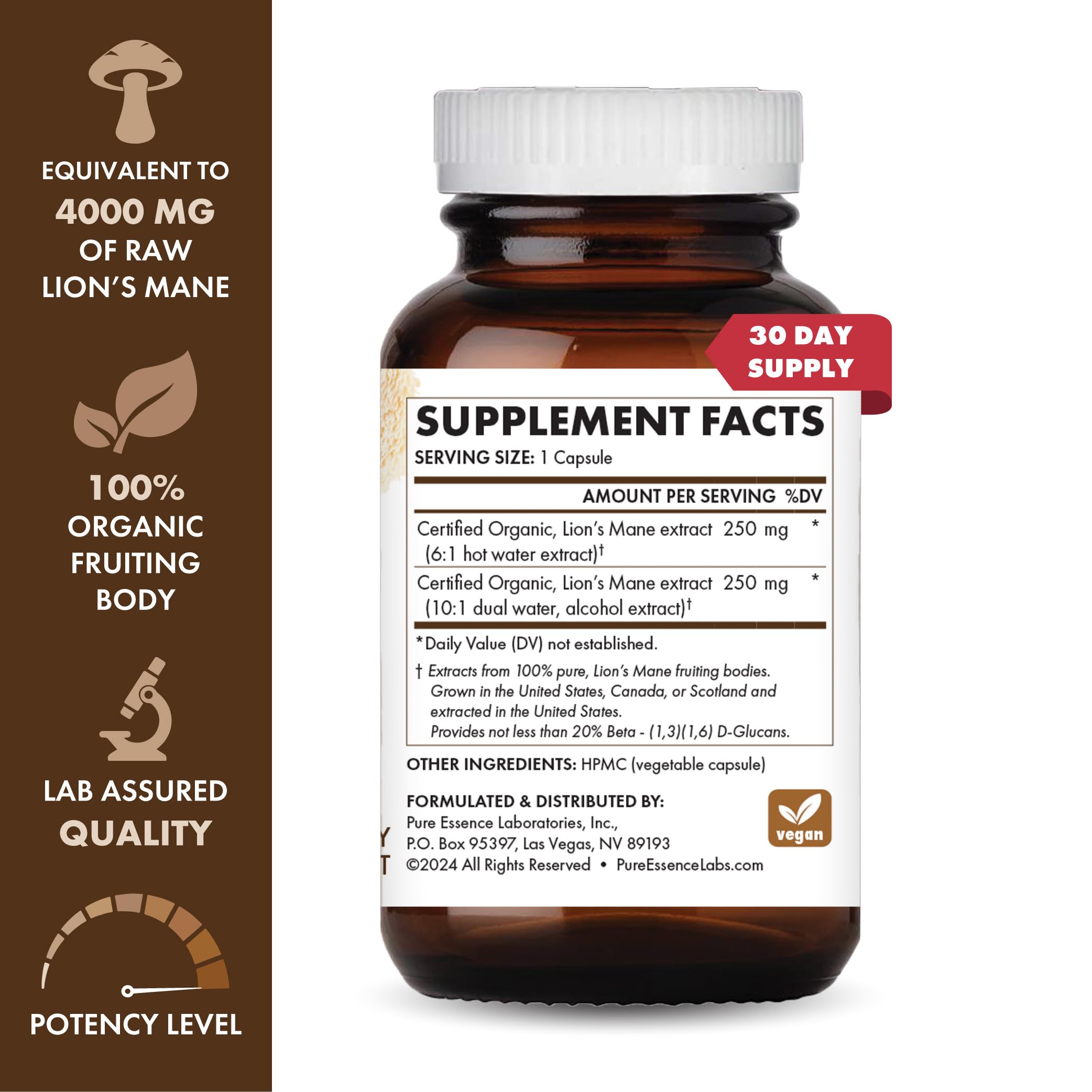 Pure Essence Labs MyPure Lion's Mane 8X capsules ready for daily use