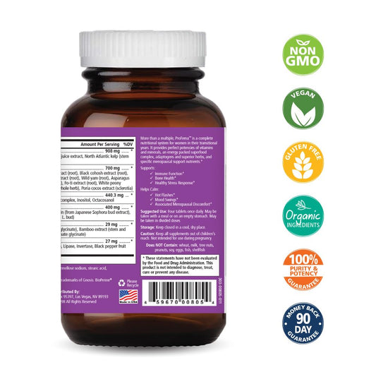 Pure Essence Labs ProFema capsules closeup showing vitamin-rich formula.