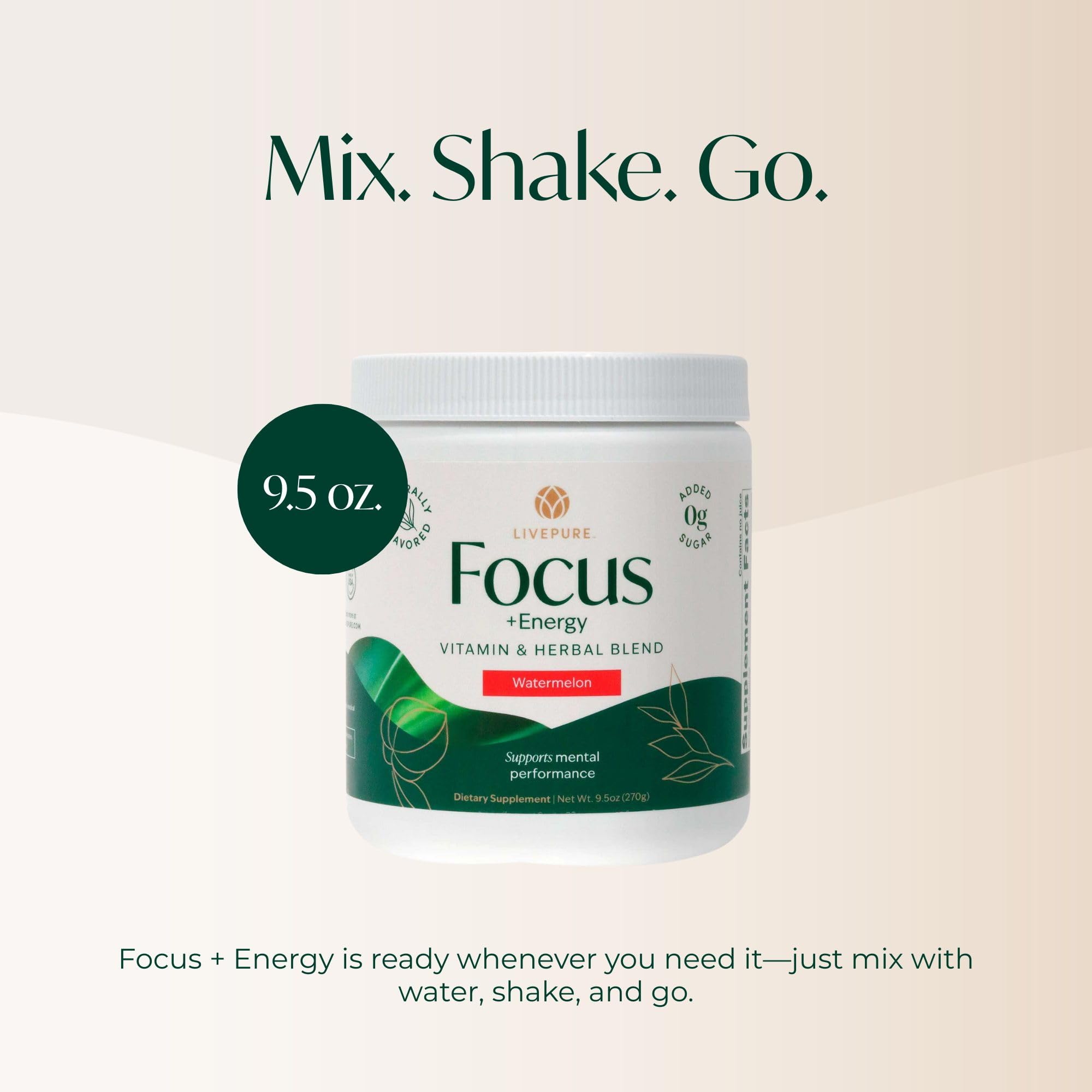 PURE Focus Energy glass with ice shows refreshing hydration with watermelon flavor