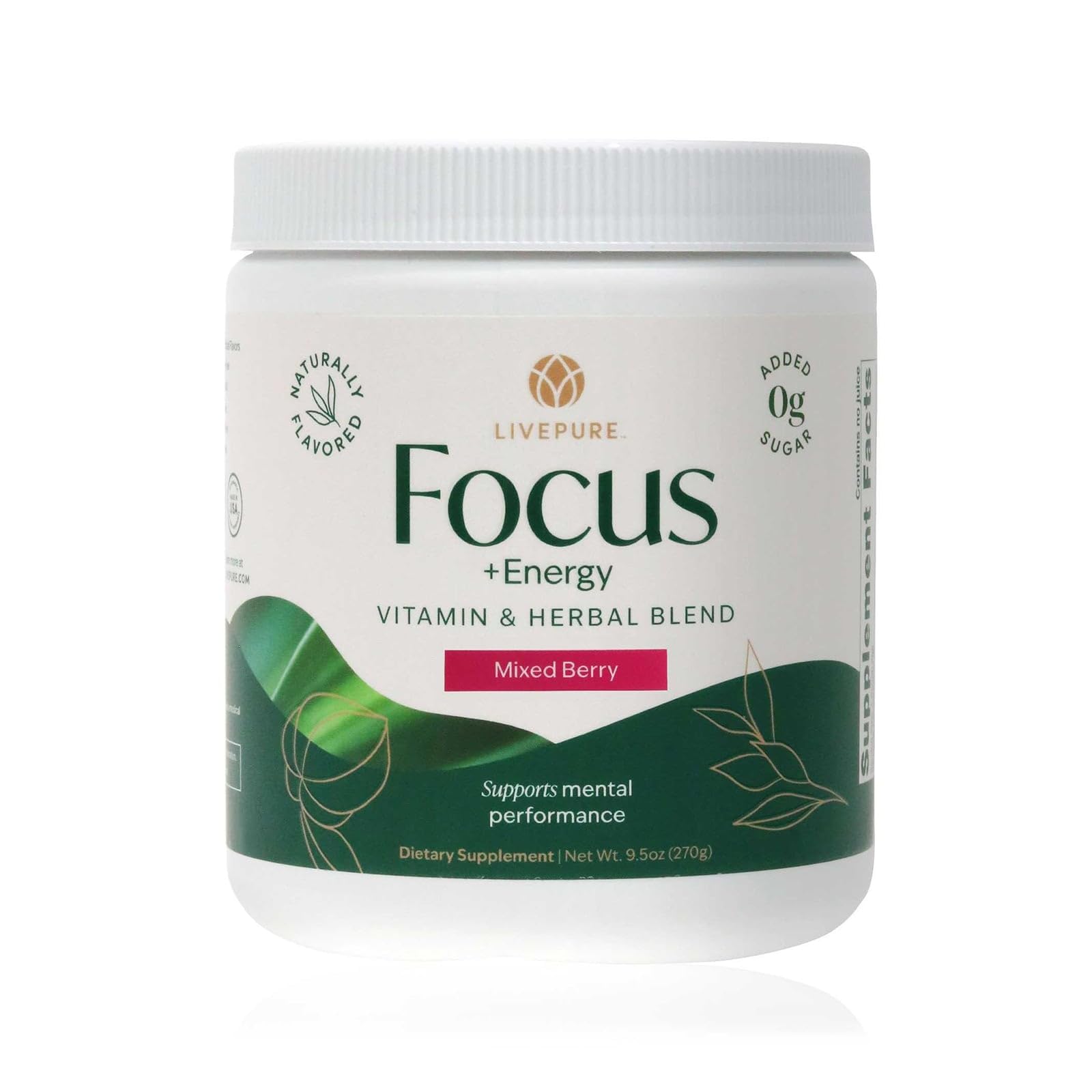PURE Focus Energy bottle in Mixed Berry flavor for a clean energy boost