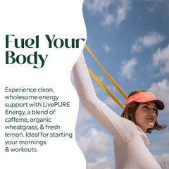 Active professional enjoys PURE Focus Energy during a workout break