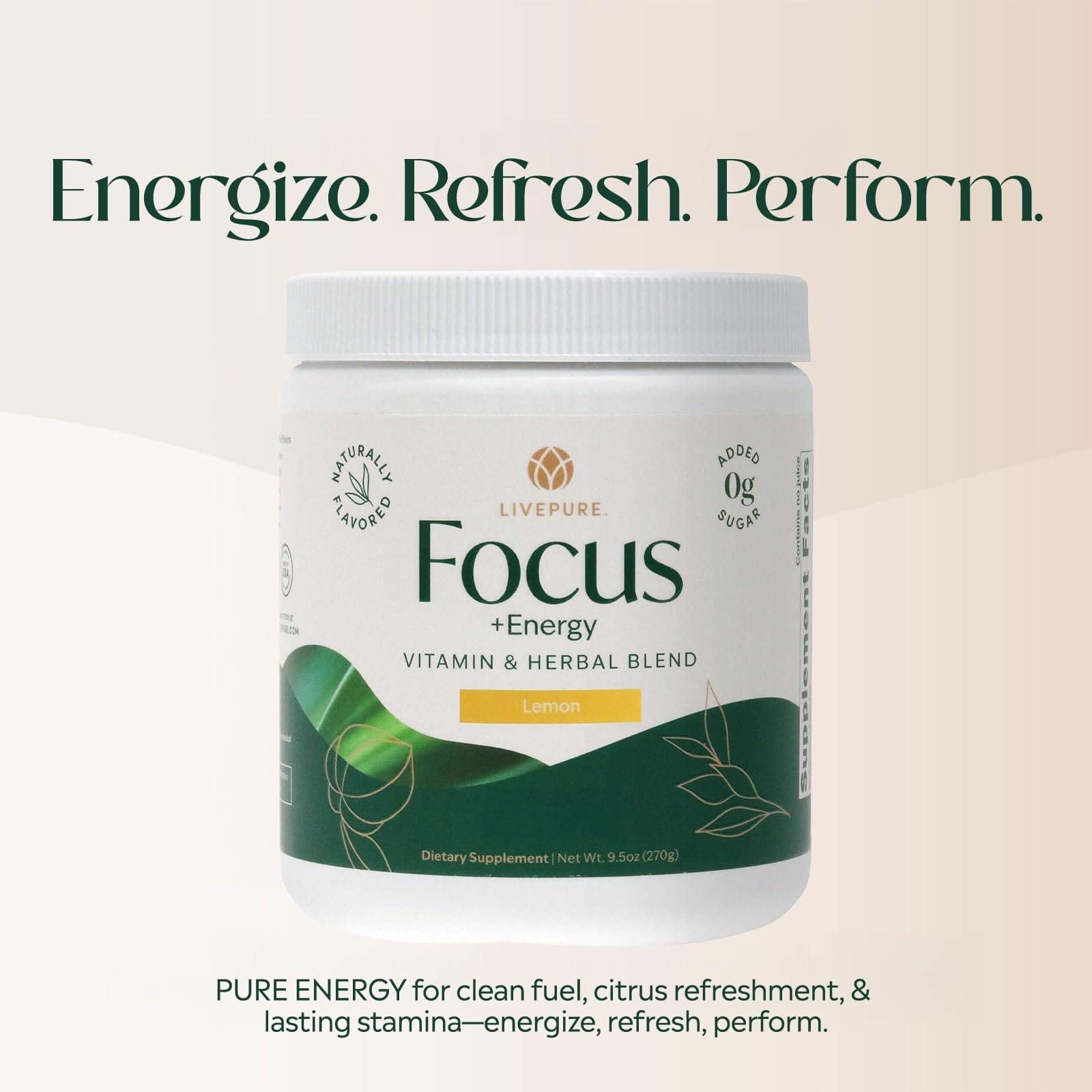 PURE Focus + Energy lemon green tea icon signals antioxidants