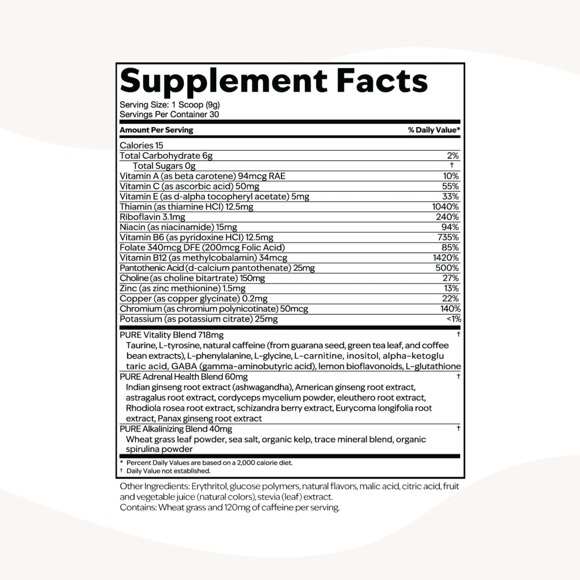 PURE Focus Energy blend alongside gym equipment implies athletic performance support