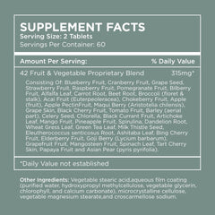 Pure for Men label close-up featuring 42 fruit and vegetable blend
