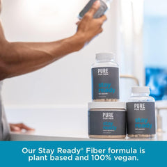 Serving idea with water glass and Stay Ready Fiber capsules