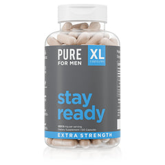 Pure for Men Stay Ready Fiber Extra Strength bottle promotes digestive regularity.