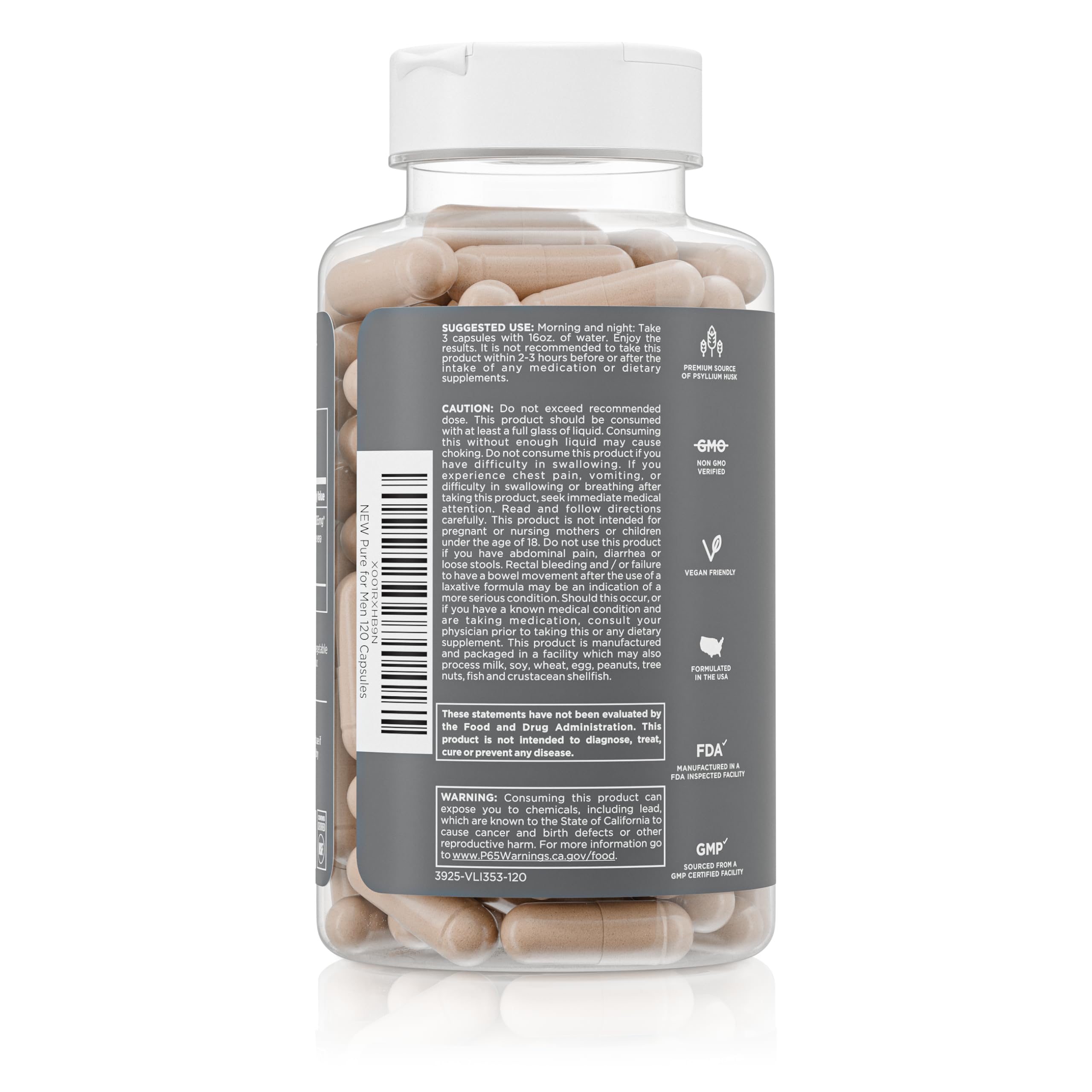 Psyllium husk ingredient highlight in Pure for Men Stay Ready Fiber