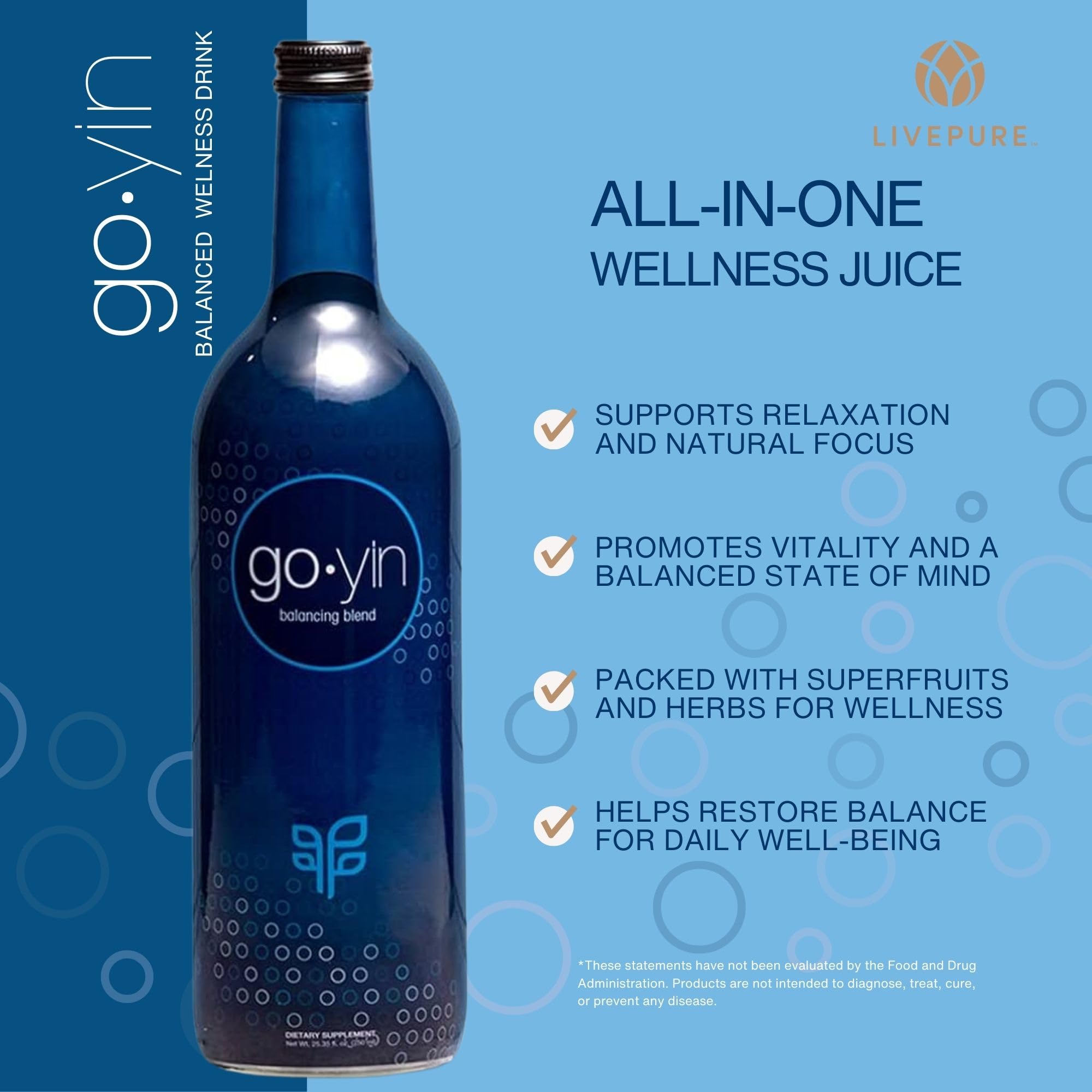 PURE GoYin bottle pouring into a glass for a morning routine.