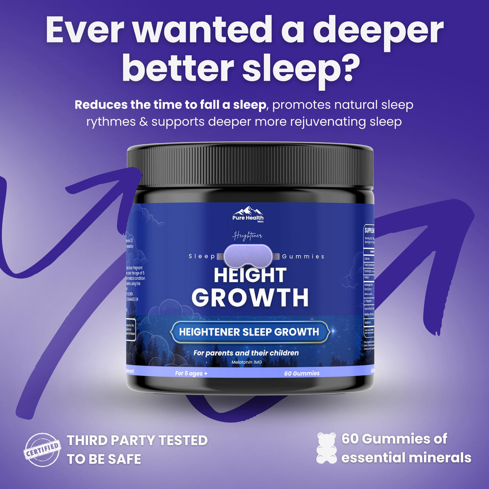 Pure Health Max Heightener adult-chewing-gummy moment for easier bedtime supplement.
