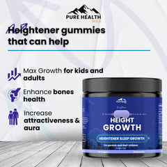 Pure Health Max Heightener berry gummies close-up showcasing tasty bedtime ritual.