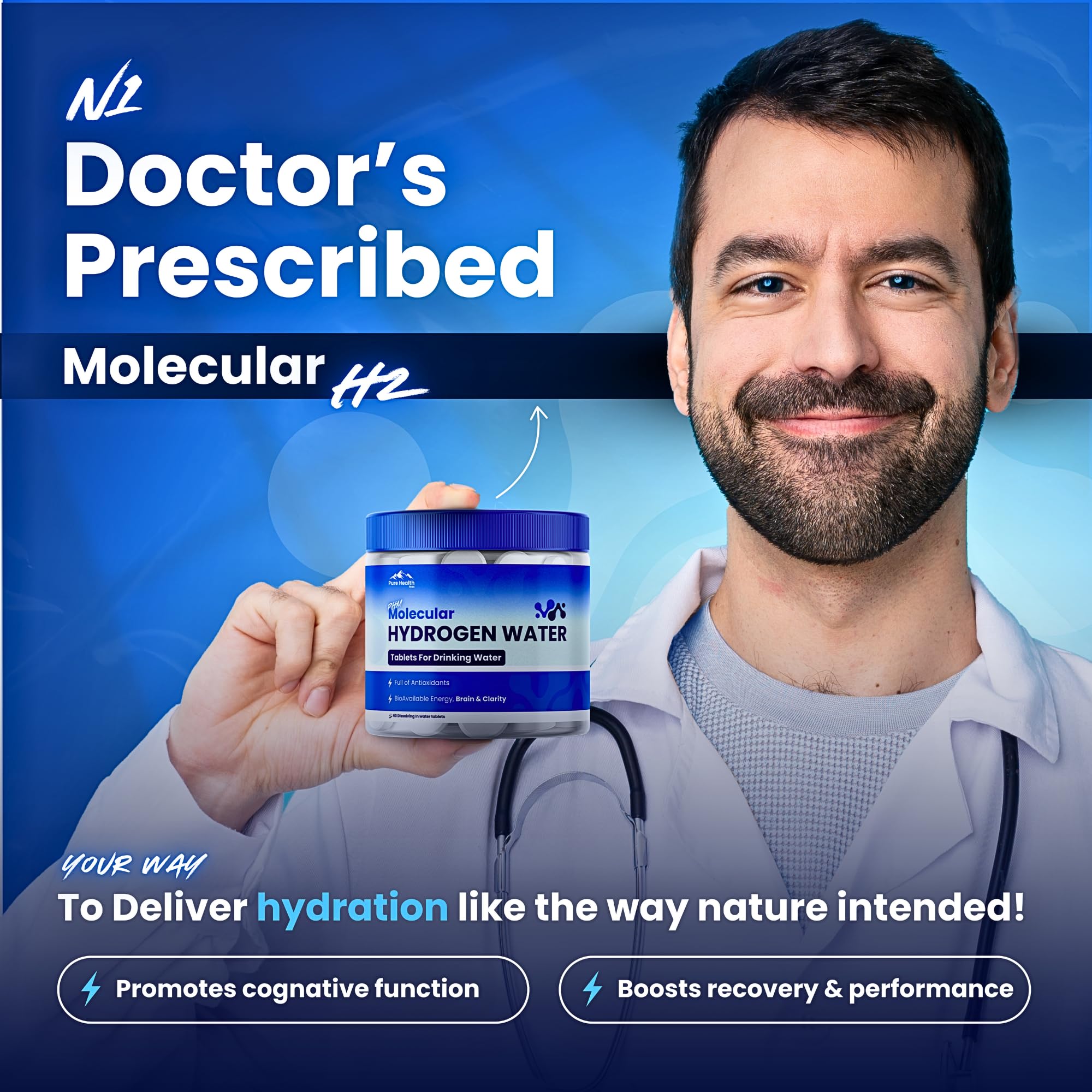 GMP-certified facility badge for PHM hydration tablets