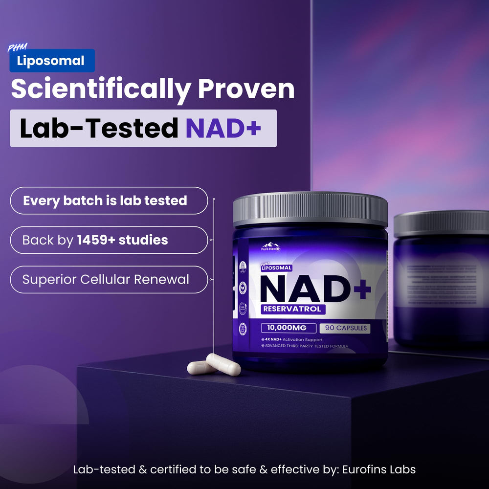 PHM NAD Resveratrol capsules neatly arranged for daily use