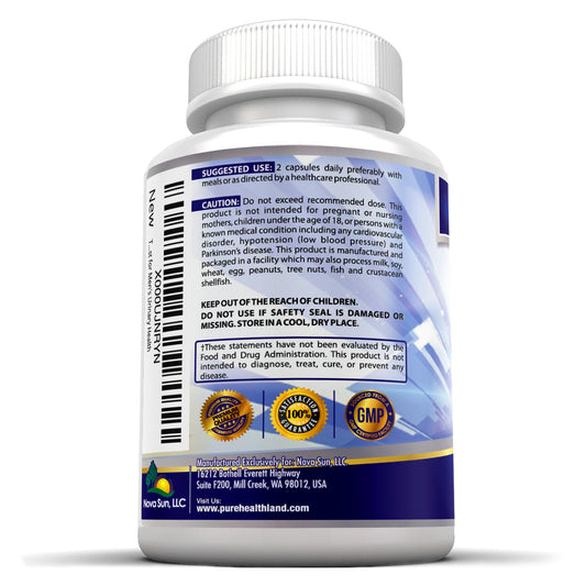 Pure Healthland Prostate supplement showcasing 33-ingredient formulation for comprehensive daily support.