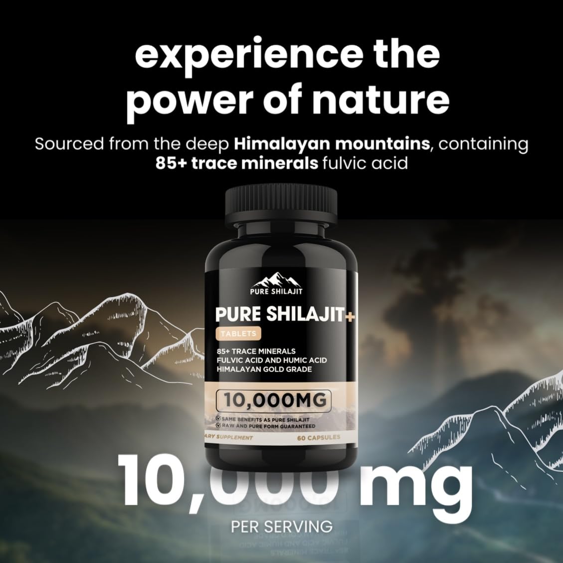 Athlete scene with Pure Himalayan Shilajit capsules for endurance support.