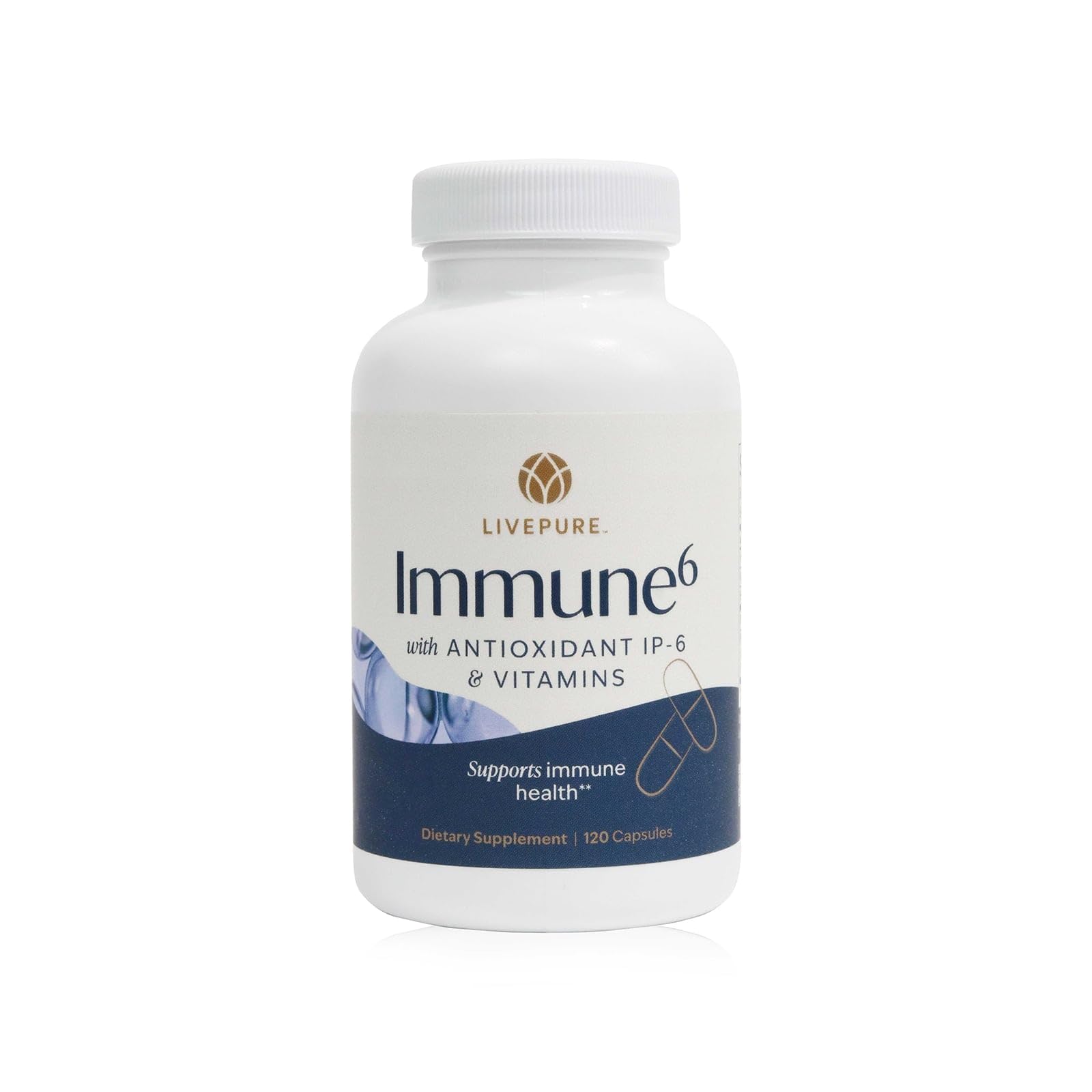 PURE Immune6 bottle front view illustrating daily immune support.