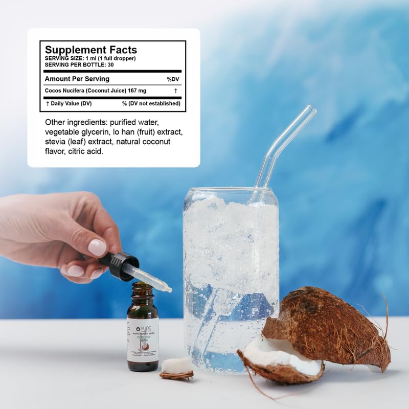 Pure Inventions Coconut Water Infusion Drops ready to mix for refreshing hydration.