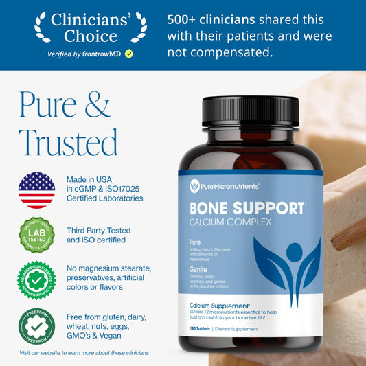 Pure Micronutrients calcium citrate and MCHA tablets highlight high bioavailability for stronger bones