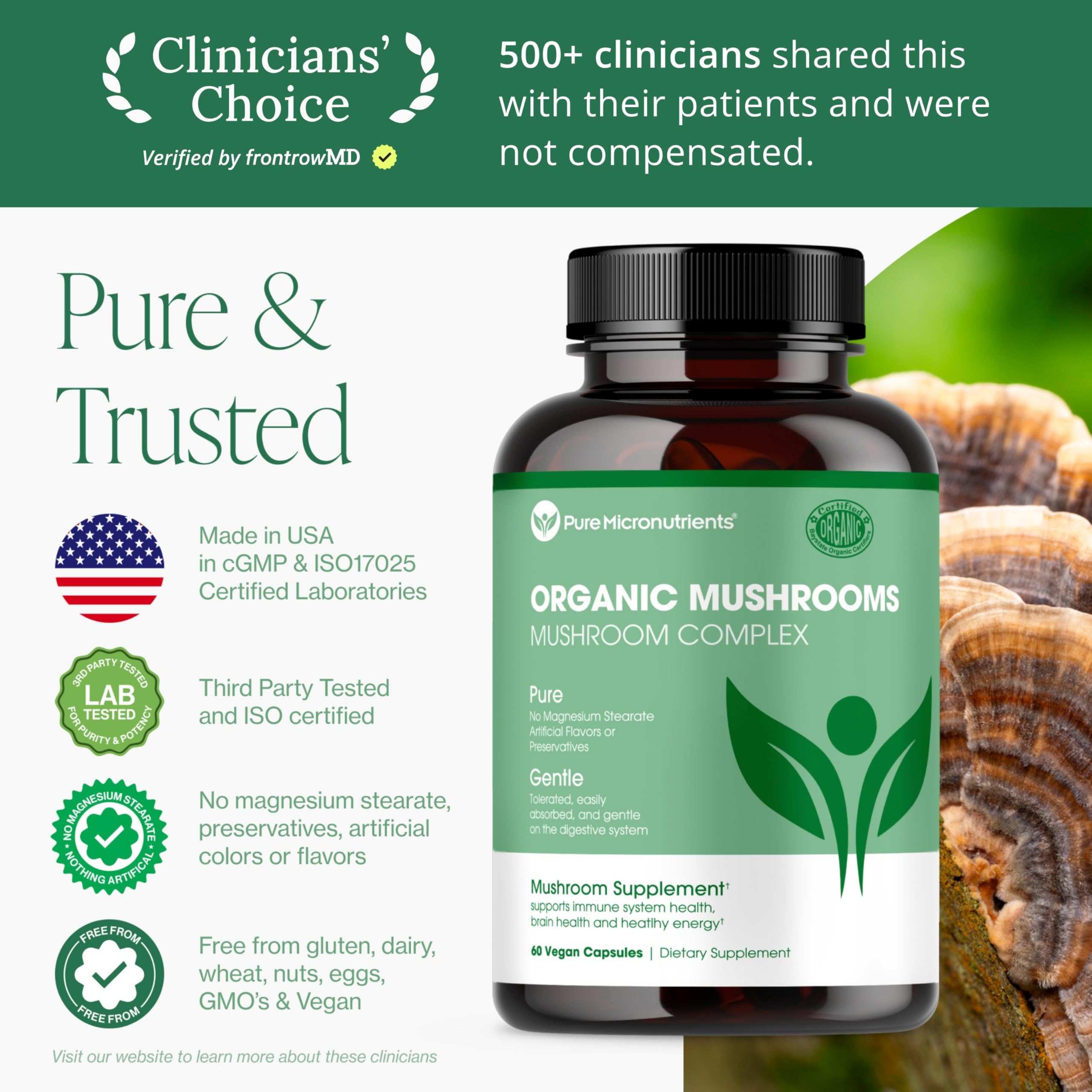 Pure Micronutrients Lions Mane capsule closeup highlighting cognitive focus potential