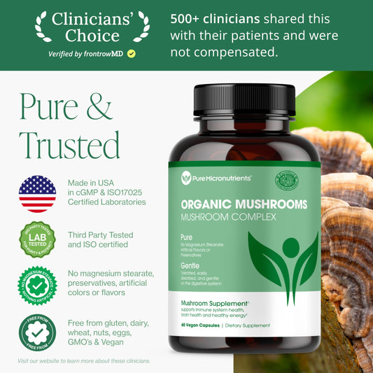 Pure Micronutrients Lions Mane capsule closeup highlighting cognitive focus potential