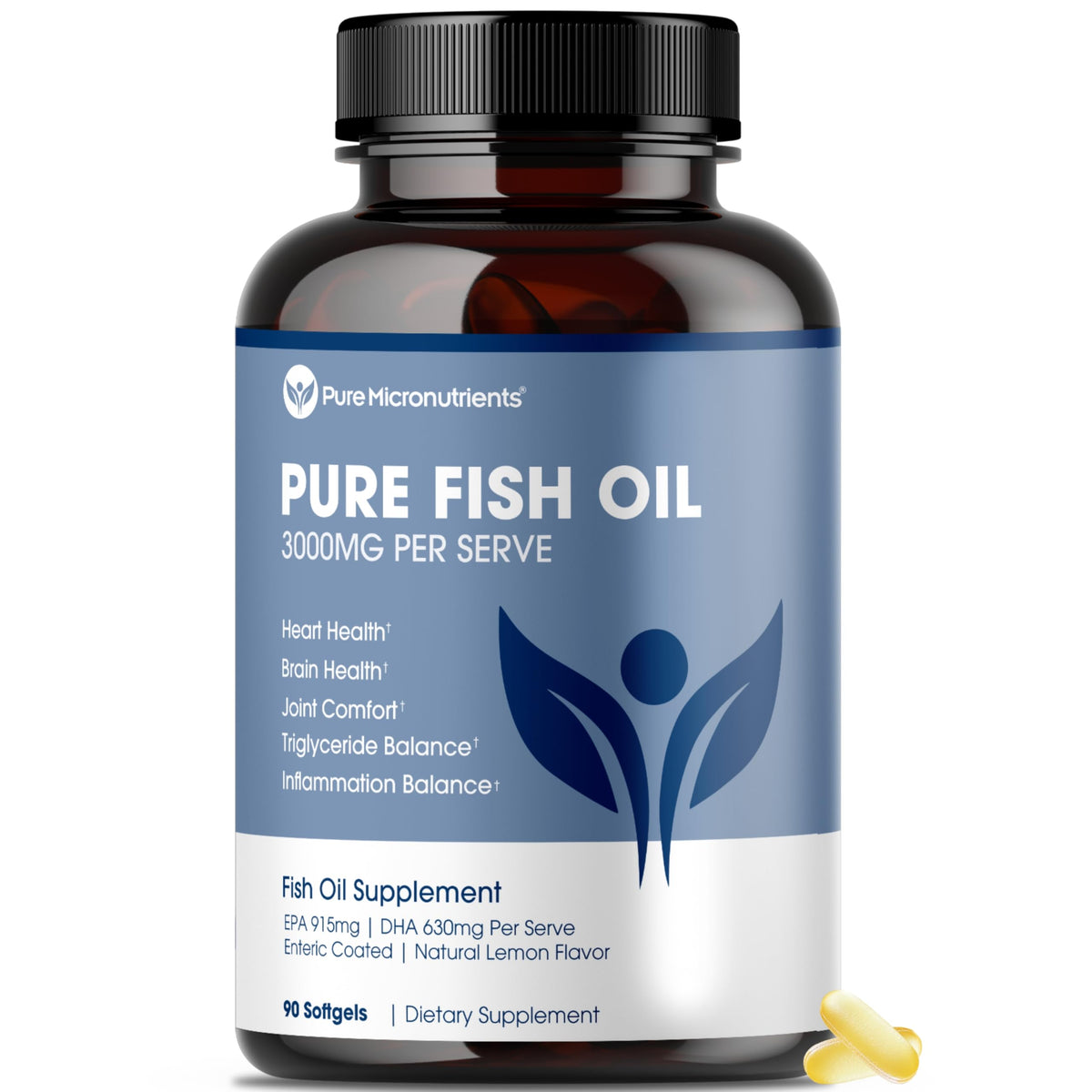Pure Micronutrients Omega-3 bottle with lemon flavor for burpless daily use