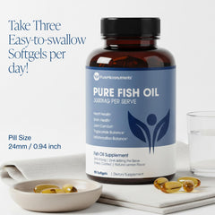 Pure Micronutrients Omega-3 softgels held in hand for on-the-go use
