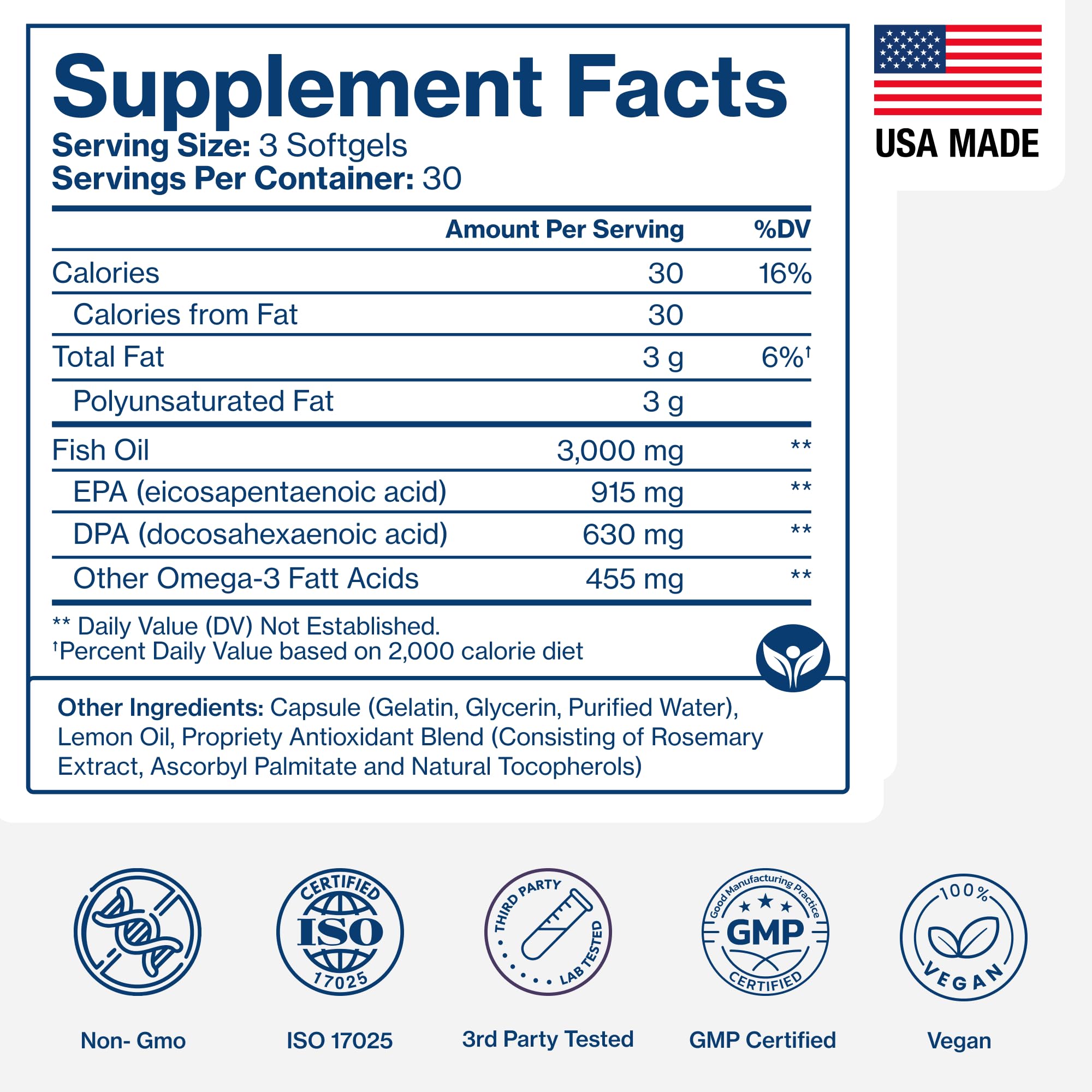 Third-party tested badge on Pure Micronutrients Omega-3 bottle