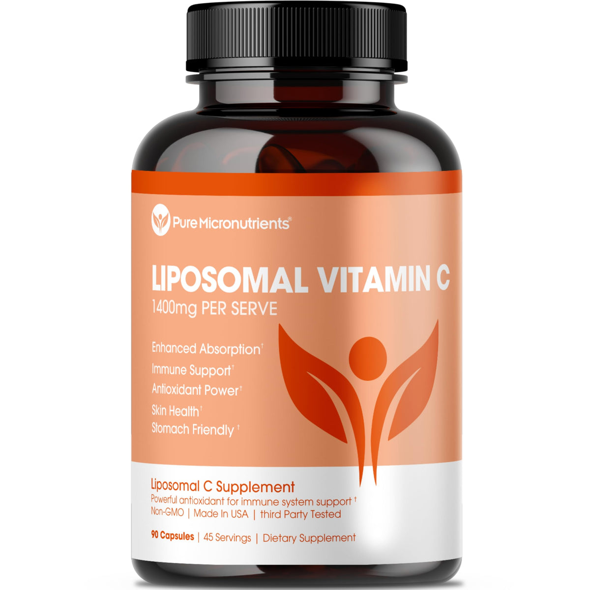 Pure Micronutrients Pure Liposomal Vitamin C bottle front shows label for immune support