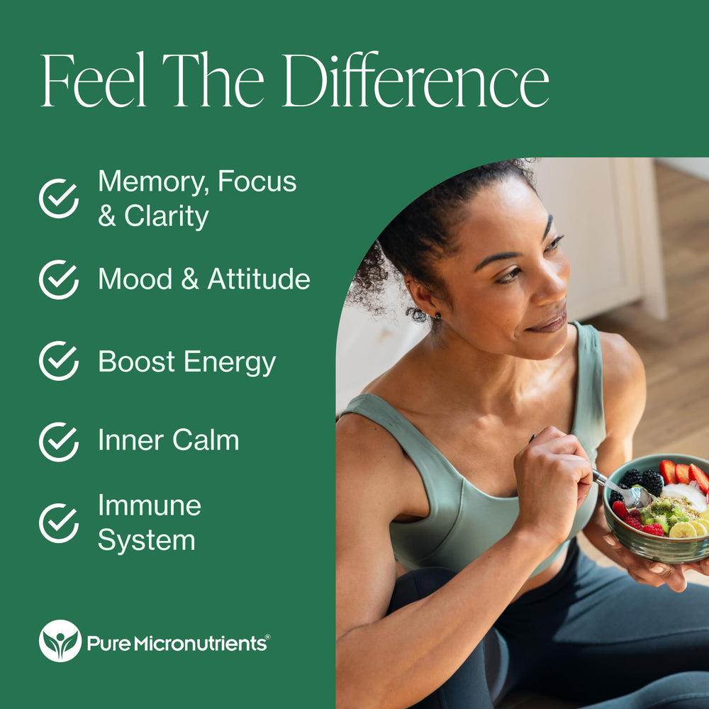 Pure Micronutrients Reishi capsule closeup suggesting calm focus and immune support