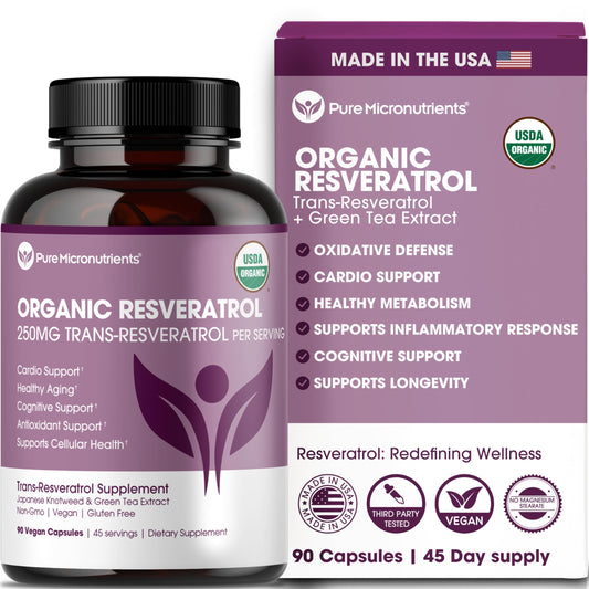 Pure Micronutrients resveratrol bottle front image highlighting premium antioxidant supplement for healthy aging.