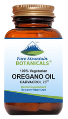 Pure Mountain Botanicals oregano oil capsules bottle for daily vegan supplement