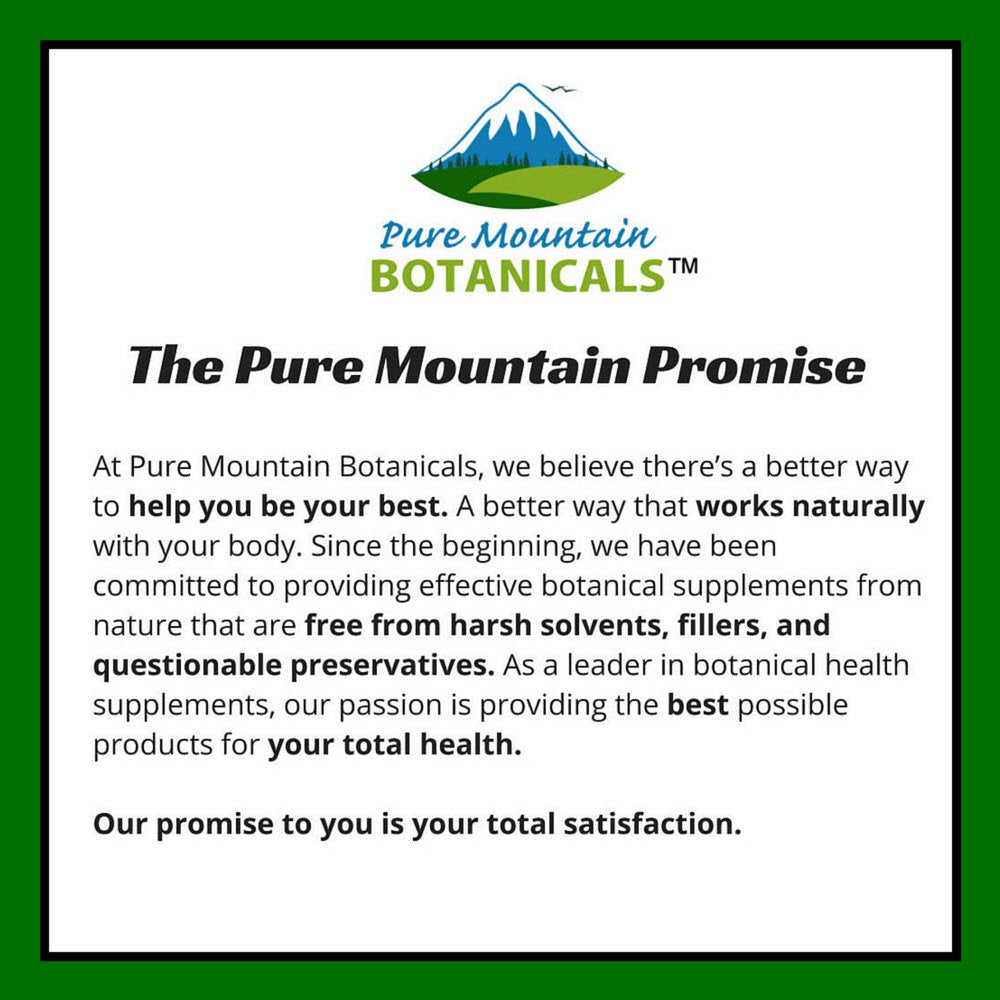 Pure Mountain Botanicals ingredient-sheet image underscores a simple, clean formulation.