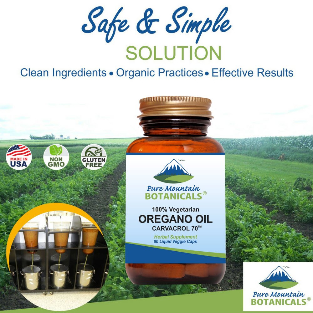 Pure Mountain Botanicals packaging box showing 60 capsules for daily use