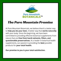 Satisfaction promise seal reinforces customer-first support from Pure Mountain Botanicals.