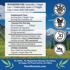 Pure Mountain Botanicals Wild Oregano Oil Capsules—close-up showing oil in capsules