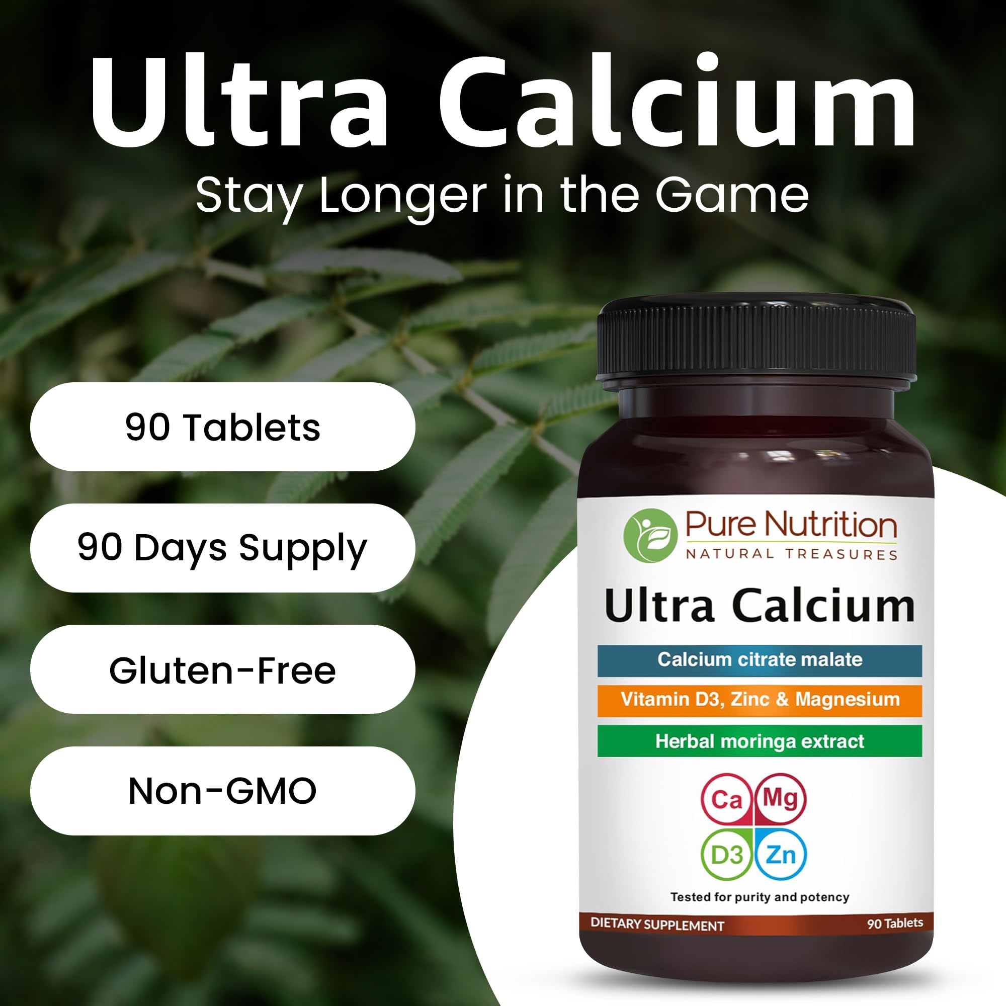 Label highlighting vitamin D3 and K2 for nutrient synergy on Ultra Calcium