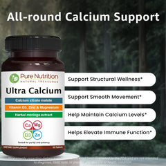 Pure Nutrition Ultra Calcium bottle shown with a daily routine setup
