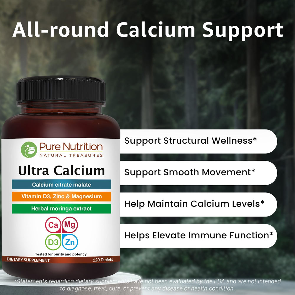 Pure Nutrition Natural Treasures Ultra Calcium packaging with moringa for herbal addition