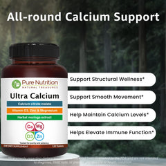 Pure Nutrition Natural Treasures Ultra Calcium packaging with moringa for herbal addition