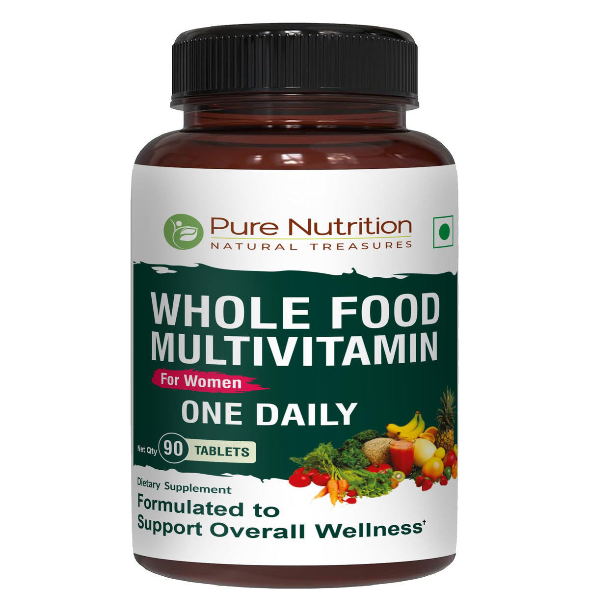 Pure Nutrition Natural Treasures bottle shown for easy daily women's multivitamin use.