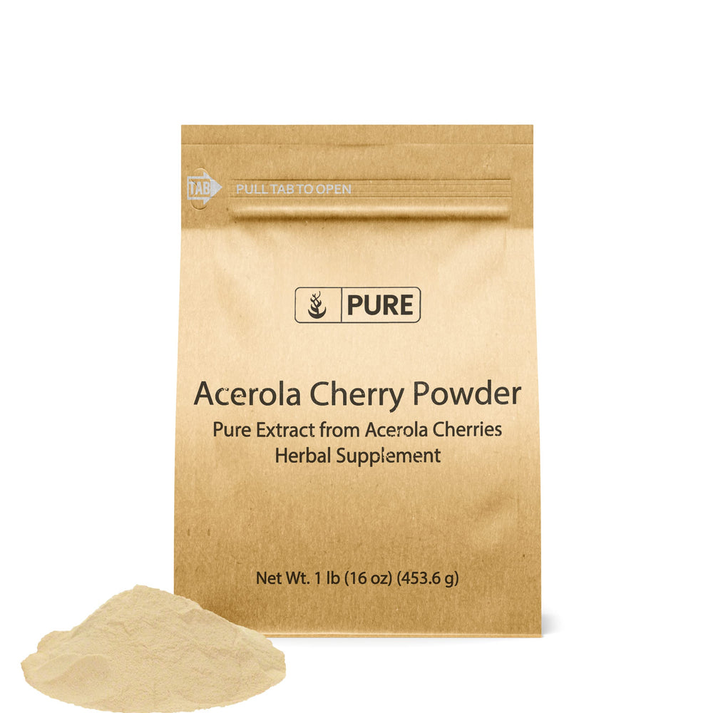 Pure Original Ingredients Acerola Cherry Powder 1lb container as a natural Vitamin C source for smoothies.