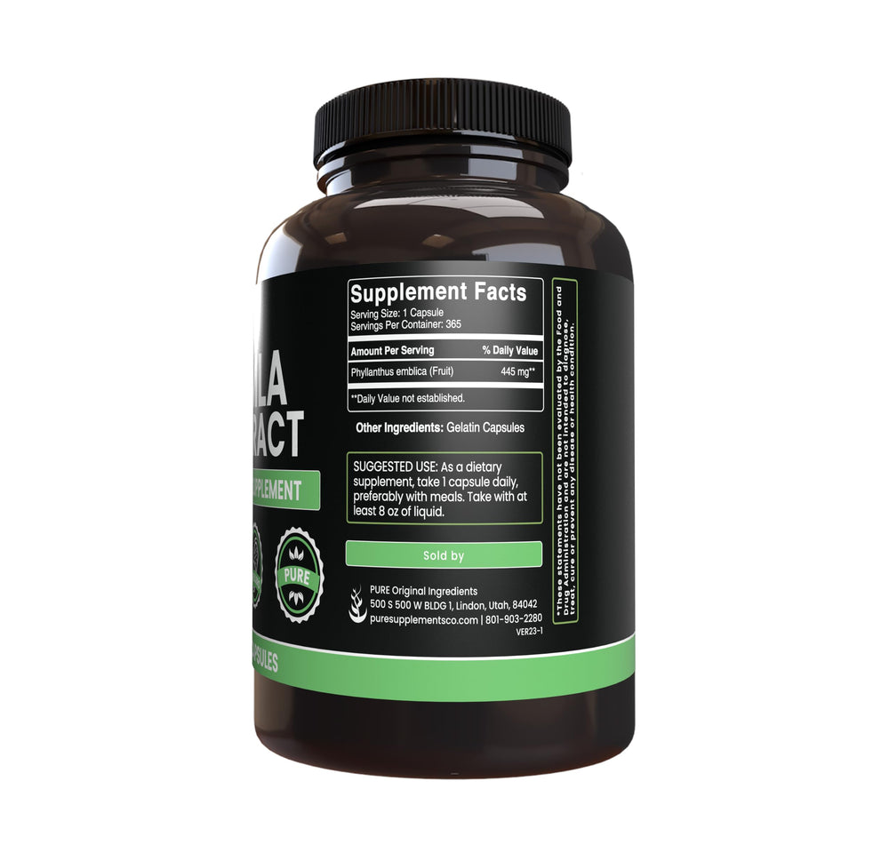 Amla extract capsules being poured for easy daily dosing.