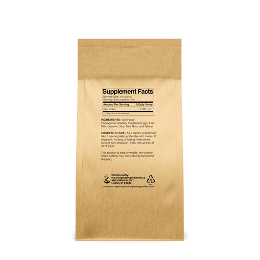 Pure Original Ingredients Bee Pollen Powder close-up natural golden texture for freshness