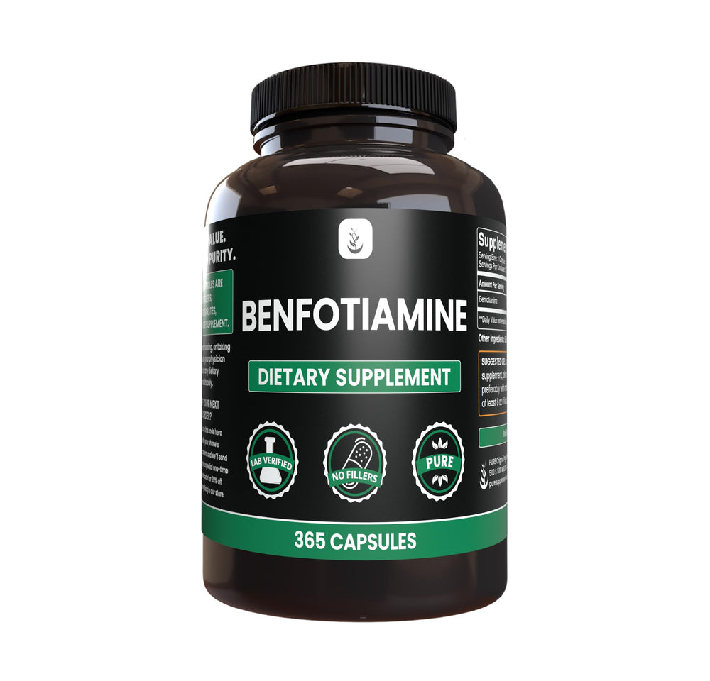 Pure Original Ingredients Benfotiamine bottle pour for easy daily use.