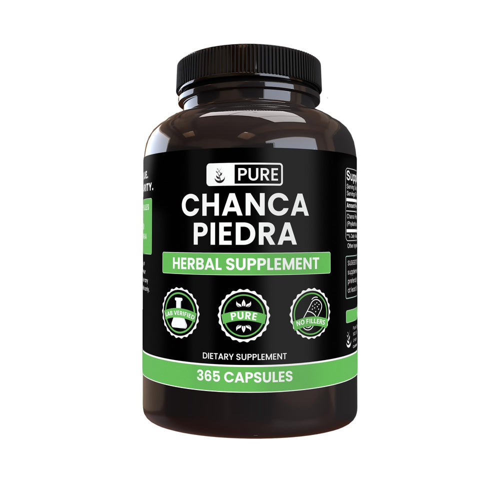 Pure Original Ingredients Chanca Piedra capsules bottle shows a pure daily supplement.