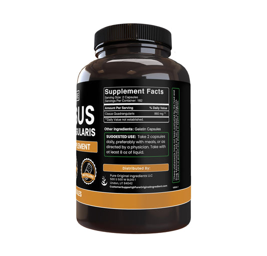 Pure Original Ingredients Cissus Quadrangularis capsules closeup for additive-free supplementation