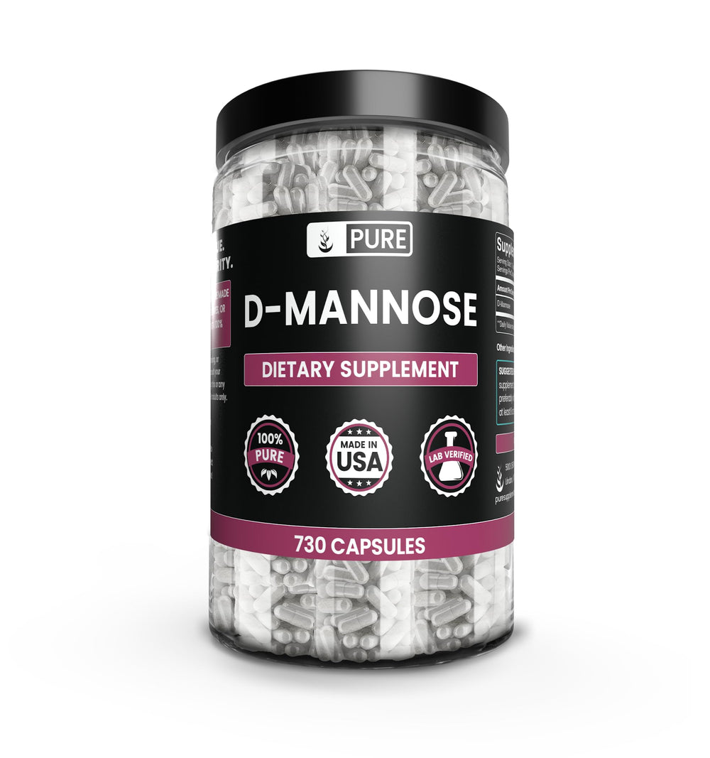 Pure Original Ingredients D-Mannose bottle front, clean design for daily use.