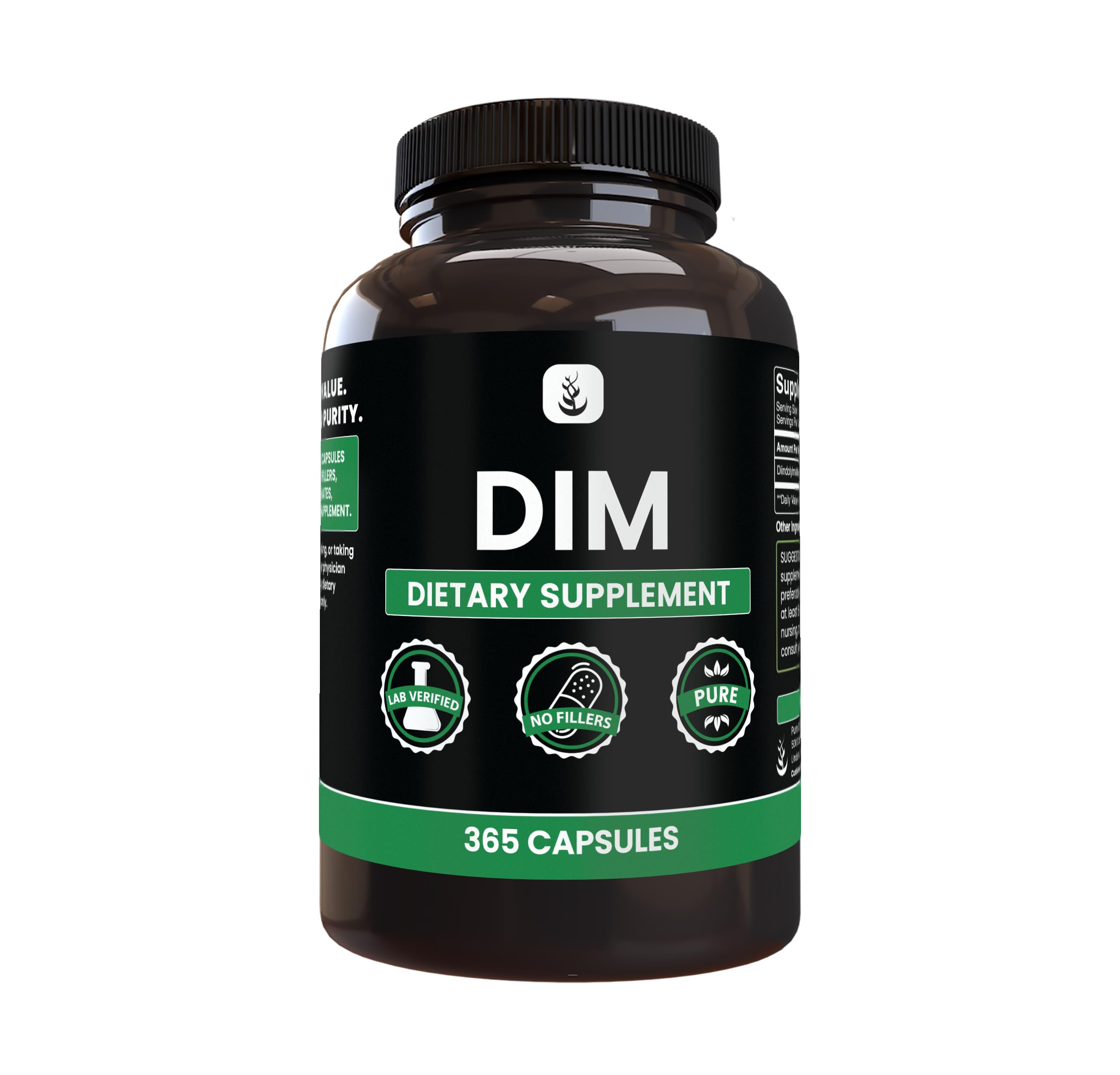 Pure Original Ingredients DIM capsules bottle showing pure daily supplement