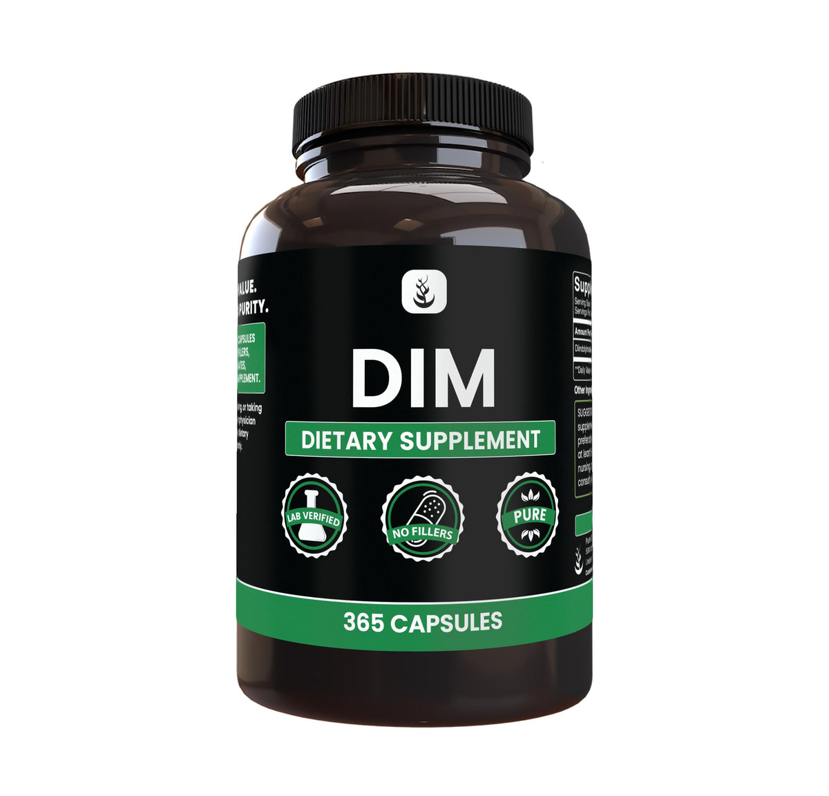 Pure Original Ingredients DIM capsules bottle showing pure daily supplement