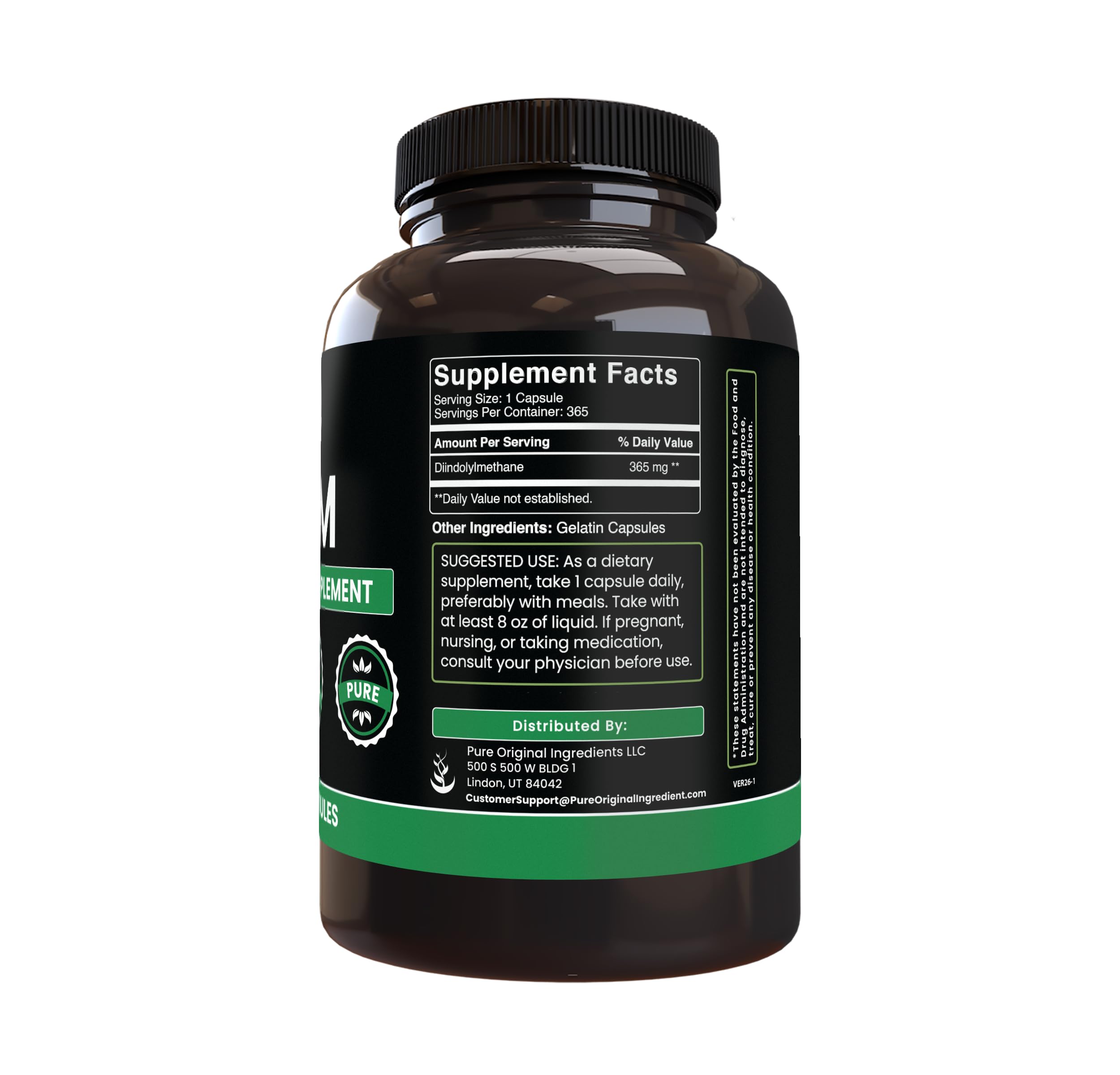 Pure Original Ingredients DIM capsules close-up emphasizing single-ingredient purity
